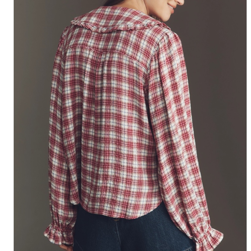 Pilcro Anthropologie The Keira Long-Sleeve Plaid Blouse - Picture 2 of 6